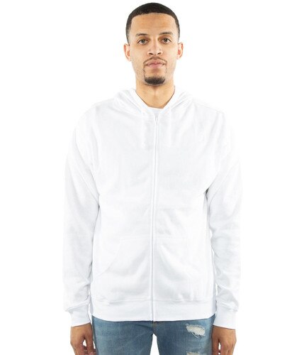 Basic Zip Hoodie White Front